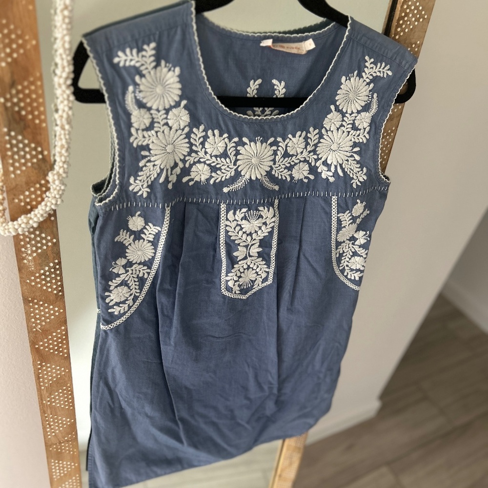 Tory Burch Embroidered Chambray Tunic